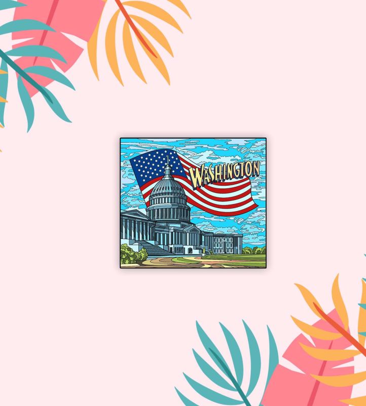 Washington Country Wooden Fridge Magnet Sticker Refrigerator Door, Home & Kitchen Decor Accessories Travel Souvenir Stylish Gift Item